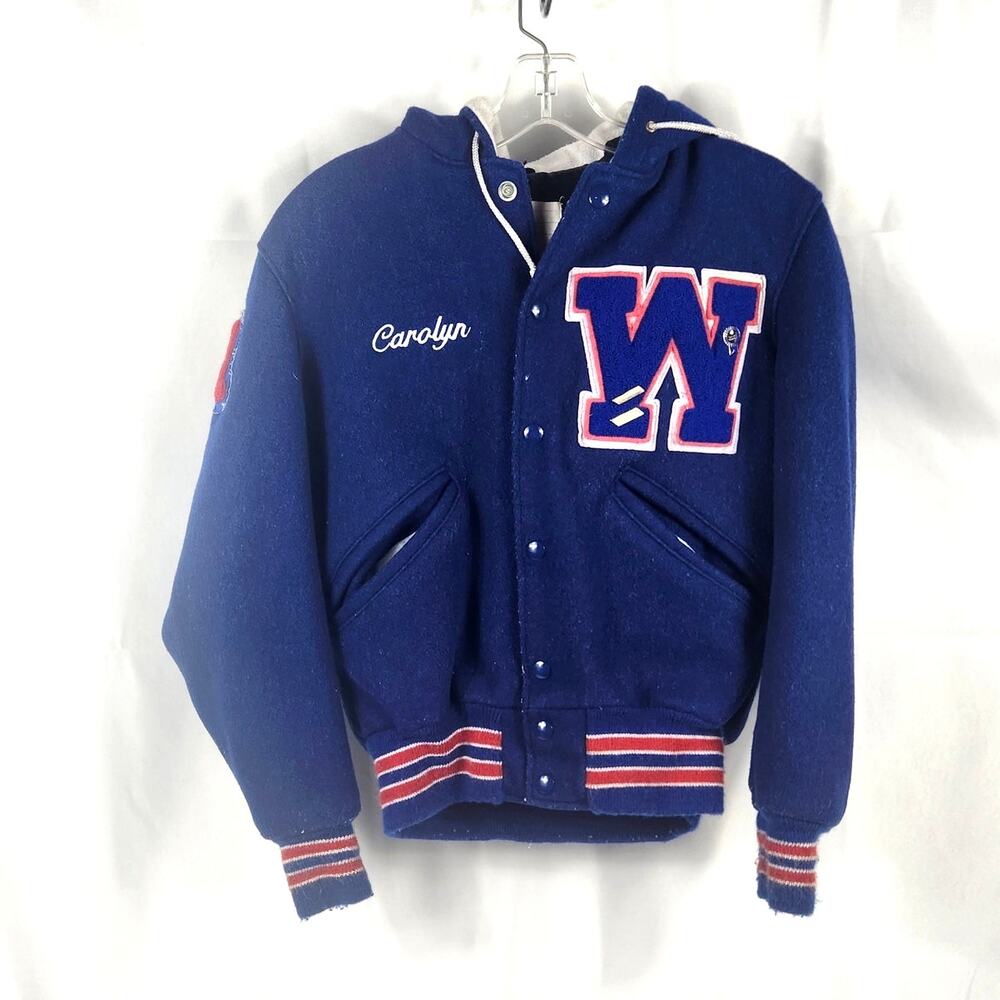 DeLong Varsity Jacket Womens 36 Zip Hood Made In America USA 87